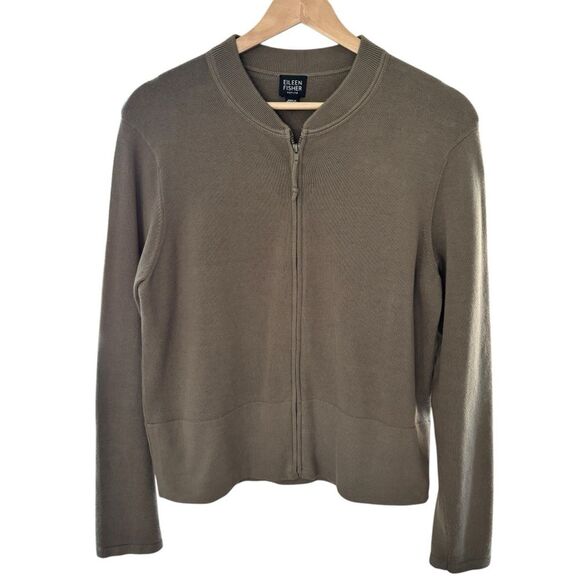 Eileen Fisher Petite Two Piece Cotton Warm Up Suit Fill Zip Jacket PL/Pants PS - Picture 2 of 16